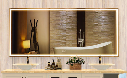 72X32 inch Oversized LED Bathroom Mirror Wall Mounted Mirror with 3 Color Modes Aluminum Frame Wall Mirror Large Full Le image 14