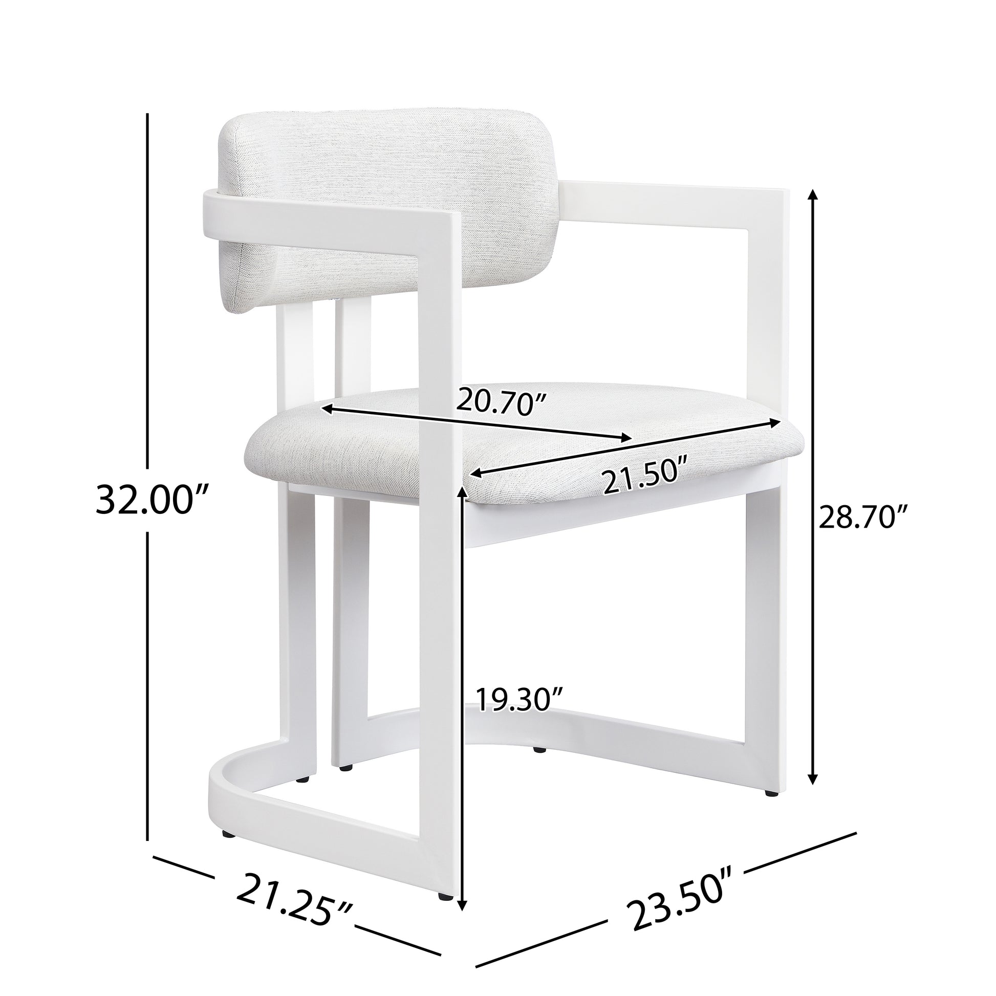 Upholstered Dining Chairs Set of 2, Fabric Armchairs with Beige Seating White Metal Frame, 265 LBS Weight Capacity image 5