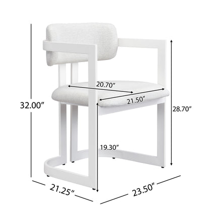 Upholstered Dining Chairs Set of 2, Fabric Armchairs with Beige Seating White Metal Frame, 265 LBS Weight Capacity image 5