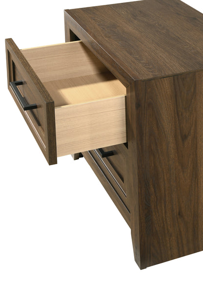 1pc Contemporary Six Drawer Dresser Geometric Design Brown Finish Wooden Furniture image 5