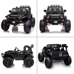 12V Ride on Car Truck with Remote Control, 2 Seater Kids Electric Car, Spring Suspension, 9Ah Battery Powered, 3 Speeds, Double Doors, Music Player