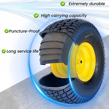 Set of 2 20x10.00-8 Lawn Mower Tires and Wheel Assembly, 4-Ply Tubeless Turf Tread Heavy Duty, 3.5" Centered Hub with 3/4" Bore and 3/16" Keyway, Yellow Steel Rim for Commercial Mowers, 1190 lbs Capac image 3