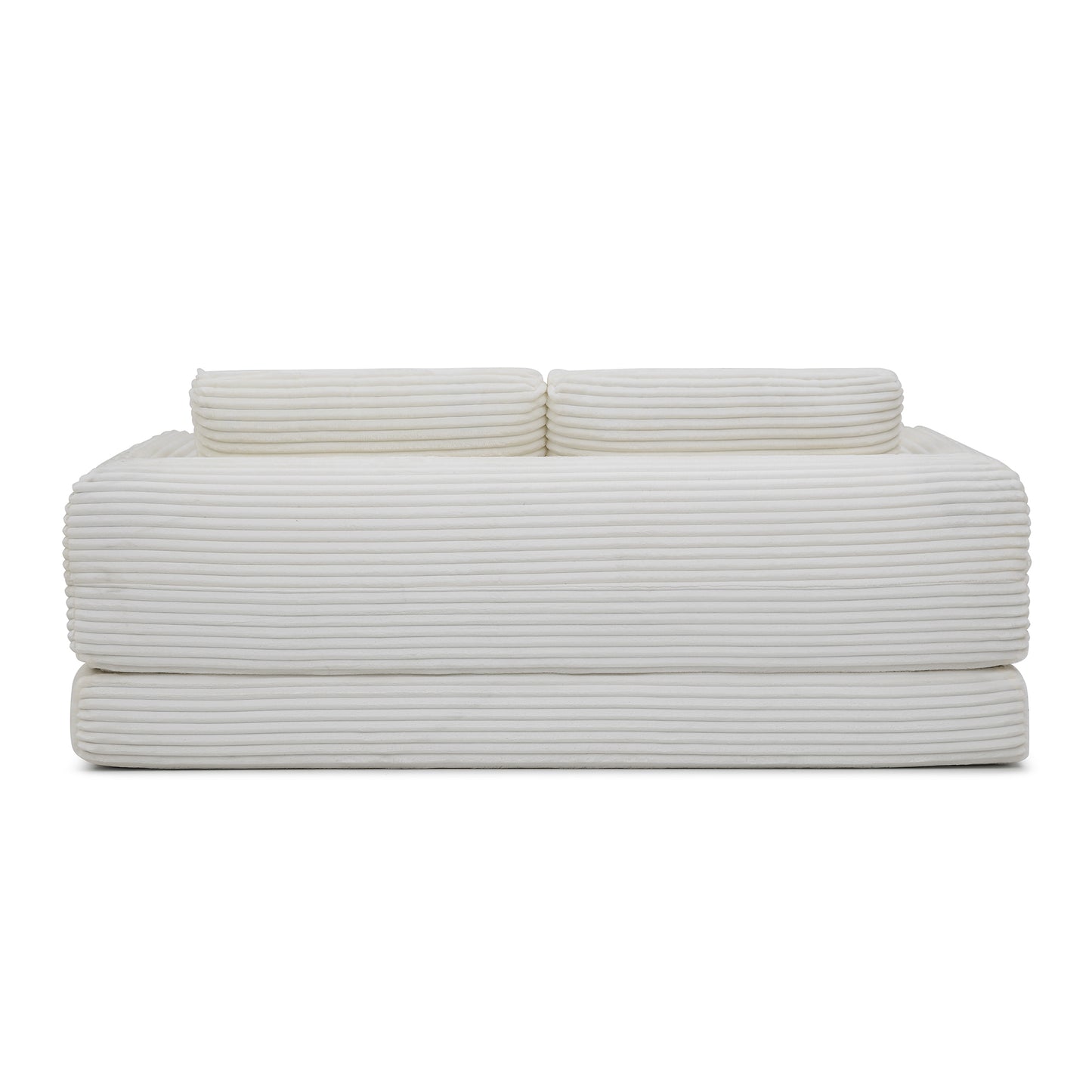 2-in-1 Folding Convertible Sofa Bed, Modern Corduroy Sleeper Couch with 2*pillows, Futon Modular Upholstered Boneless Sofa with Pull-Out Bed,Folding Floor Modular Couch for Living Room Beige image 11