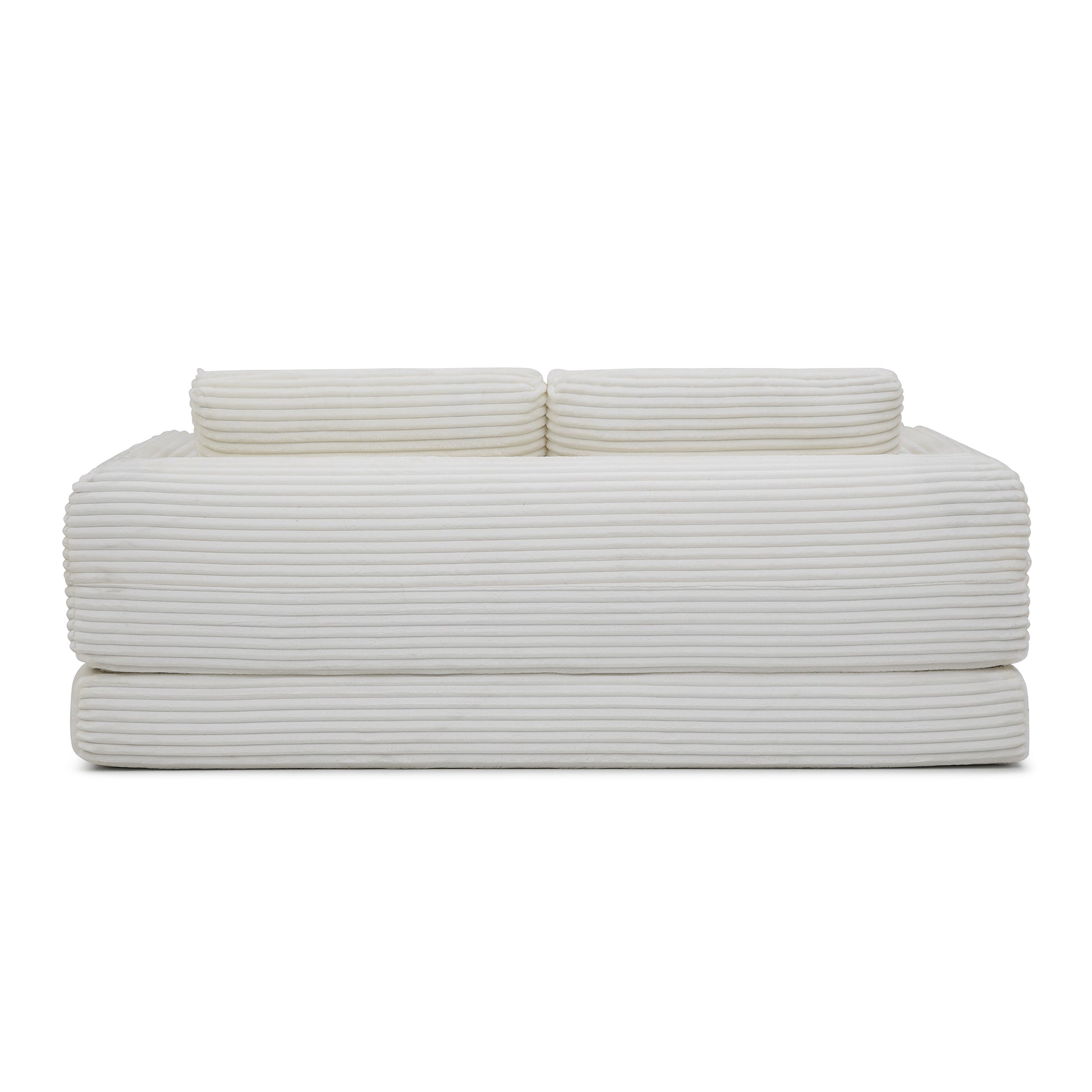 2-in-1 Folding Convertible Sofa Bed, Modern Corduroy Sleeper Couch with 2*pillows, Futon Modular Upholstered Boneless Sofa with Pull-Out Bed,Folding Floor Modular Couch for Living Room Beige image 11