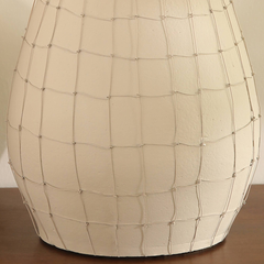Leianna Handmade Off White Large Terracotta Vase with Wireframe Contemporary Design, Handmade-11.5X11.5X15.5"