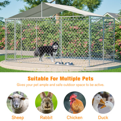 Heavy Duty Outdoor Dog Kennel 13.1x7.5x7.6 ft, Galvanized Chain Link Playpen with Waterproof Anti-UV Cover, Secure Lock, Large Exercise Pen for Puppy & Small Pets image 6