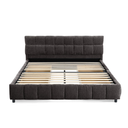 Queen Size Upholstered Bed,comfortable upholstered bed frame, Chenille fabric, with headboard and solid bed frame. With drawer for storage.-Dark Gray(88.5''*68.5''*31'') image 12