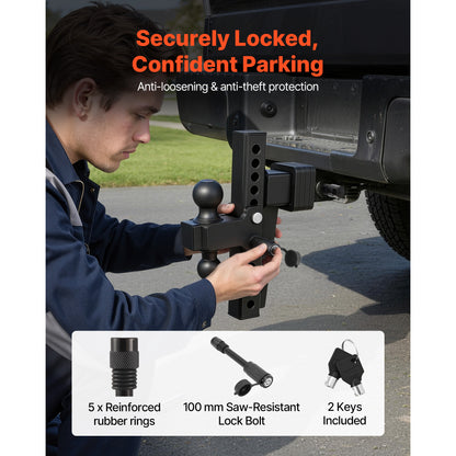 Adjustable Trailer Hitch, Fit 2.5 Inch Receiver, Trailer Hitch Mount with 2 Inch & 2-5/16 Inch Balls, 18500 lbs GTW, 10 Inch Drop, Towing Ball Mounts for RVs, Off-Road Vehicles and Trucks, Black image 6