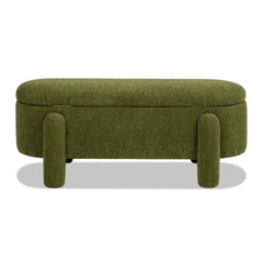 Hugo 49" Oval Fully Upholstered Storage Bench, Moss Green Boucle