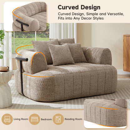 64" Oversized Boneless Chair Chaise Lounge Indoor with Metal Support, Upholstered Boucle Deep Seat Single Cloud Sofa Chair, Cozy Comfy Sofa Bed for Living Room & Bedroom image 10