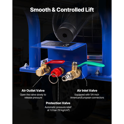 Air Jack, 3 Ton/6613 lbs Triple Bag Air Jack, Airbag with Six Steel Pipes, Lift Up to 17.7 inch/450 mm, 1-6 s Fast Lifting Pneumatic with Short Handles for Car, SUV, Pickup Truck Repair, Garage image 5