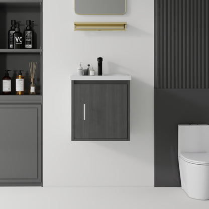 20 Inch Floating Bathroom Vanity with Sink, Soft-Close Door,Ceramic Sink,Plywood, Grey image 1