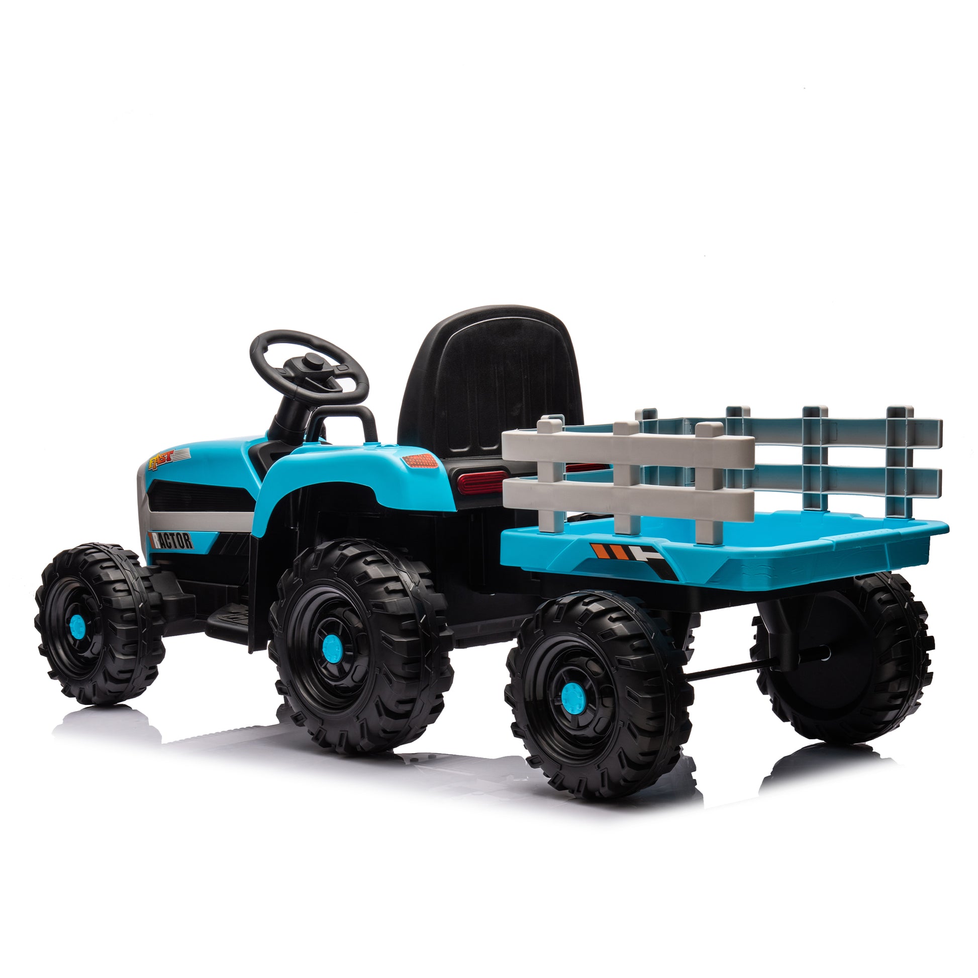 Ride on Tractor with Trailer,24V Battery Powered Electric Tractor Toy, 200w*2motor 1.86-4.97MPH/Remote Control,electric car for kids,Three speed adjustable,USB,MP3,Bluetooth,LED light, safety belt. image 12
