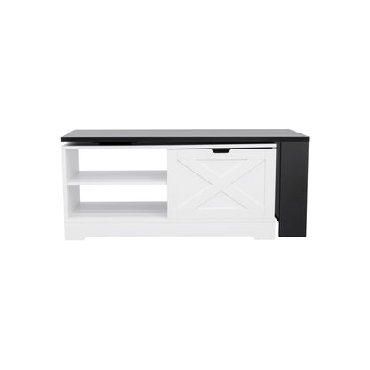 U-Can Farmhouse Lift Top Coffee Table With Barn Doors, Wood Rectangle Center Table With Large Hidden Storage Space And Open Cabinet, For Living Room, Bedroom, Home Office image 10