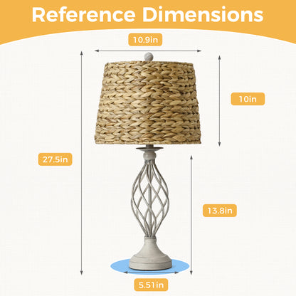 26-Inch Set of Two Table Lamps with Lampshade, Rotary Switch, E26 Socket, No Bulbs Included image 7