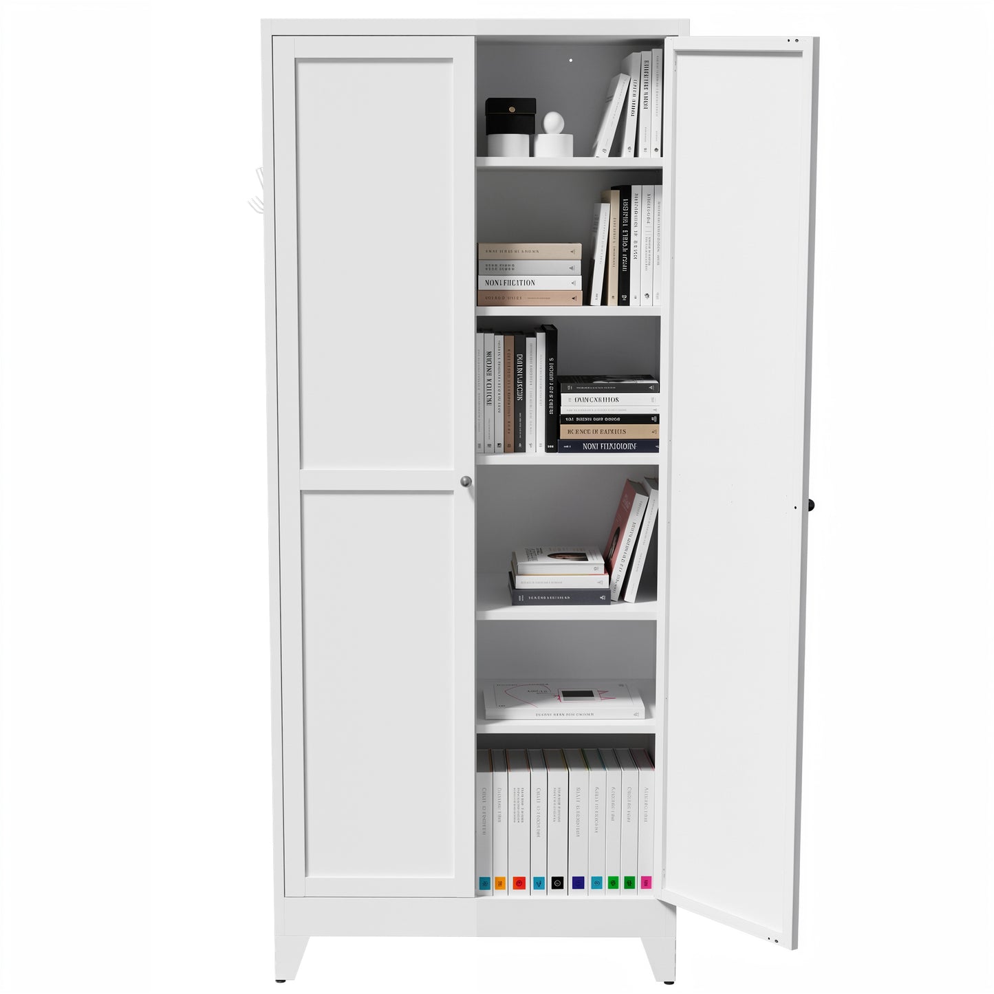 75" White Metal Kitchen Pantry Cabinet Adjustable Storage with 5 Shelves (110lb Capacity), Freestanding Kitchen Storage Cabinet with Adjustable Shelves, Dishware in Kitchen, Pantry, Dining Room image 11