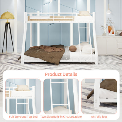 Metal Bunk Bed Twin Over Full Size with Removable Stairs, Heavy Duty Sturdy Frame with 12" Under-Bed Storage for Teen & Adults, Teens, No Box Spring Needed, White image 12