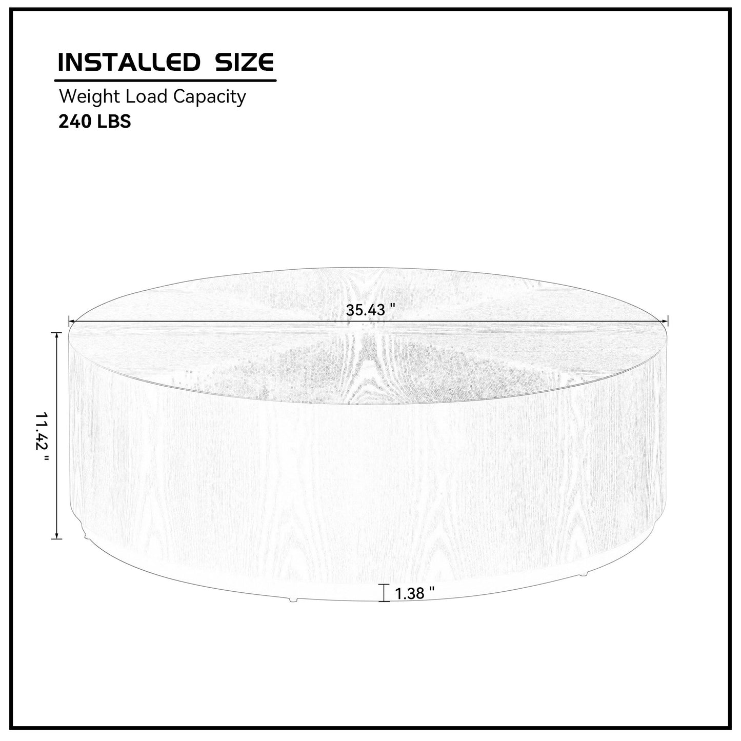 35.43 Inch Modern Round Coffee Table MDF Coffee Table for Living Room,Drum Center Table for Apartment,No Need Assembly,Black W2582P188323 image 12