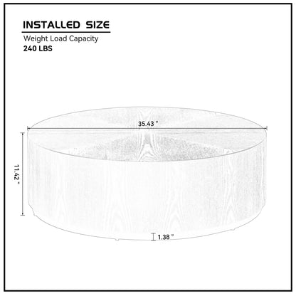 35.43 Inch Modern Round Coffee Table MDF Coffee Table for Living Room,Drum Center Table for Apartment,No Need Assembly,Black W2582P188323 image 12
