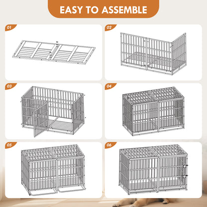 61" Extra Large Heavy Duty Dog Crate Dog cage Strong Metal Dog Kennels and Pens Crates for Large Dogs image 3