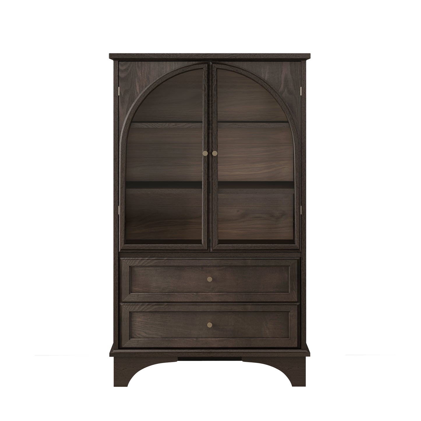 52.17"H Glass Door Display Case Storage Cabinet with 2 Drawers and Adjustable Shelf, Spacious Storage Solutions, Curio Cabinet for Living Room, Bedroom, Kitchen and Office, Brown image 7