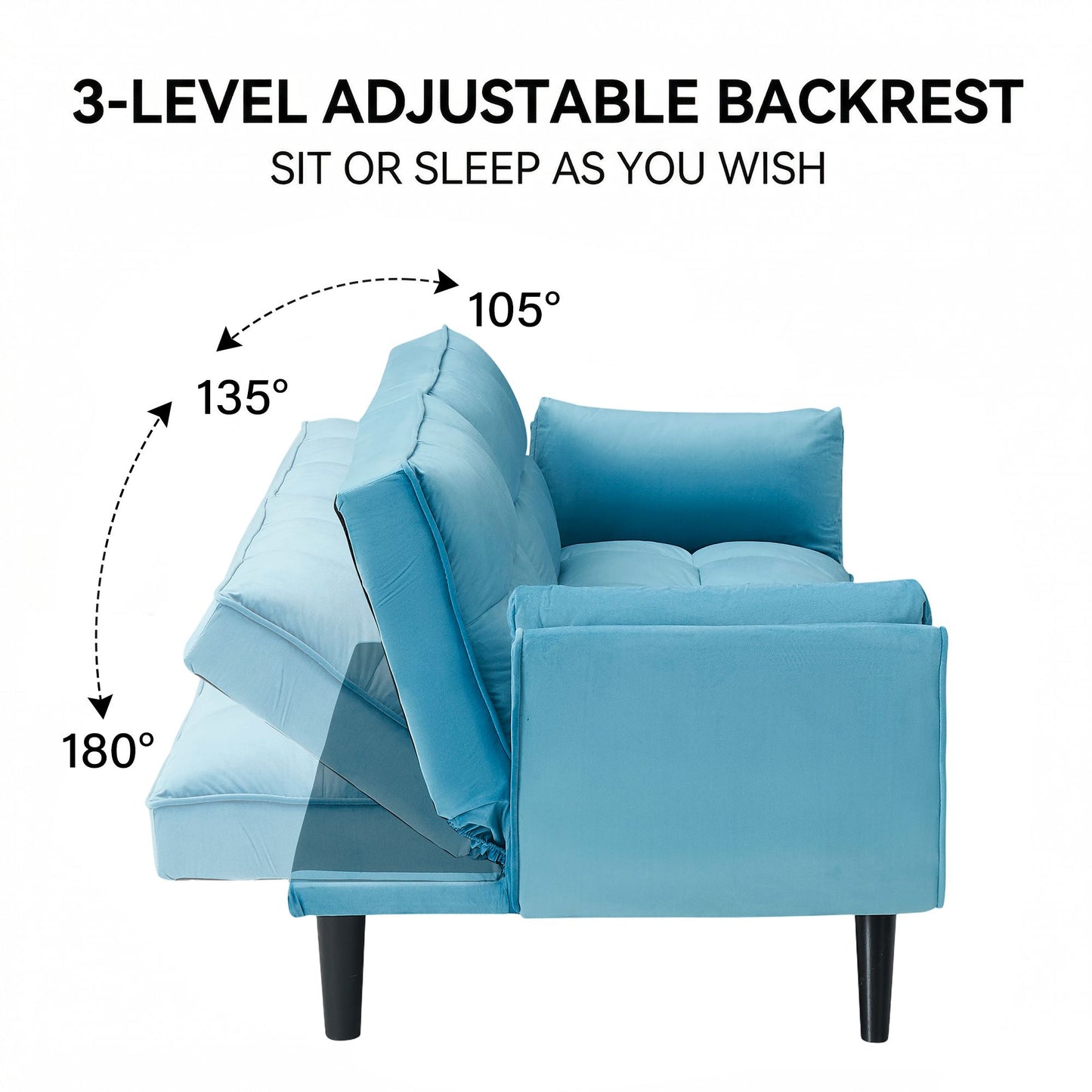 74 "blue sofa Soft two armrests throw pillow pillow comfortable fit apartment bedroom small space image 5