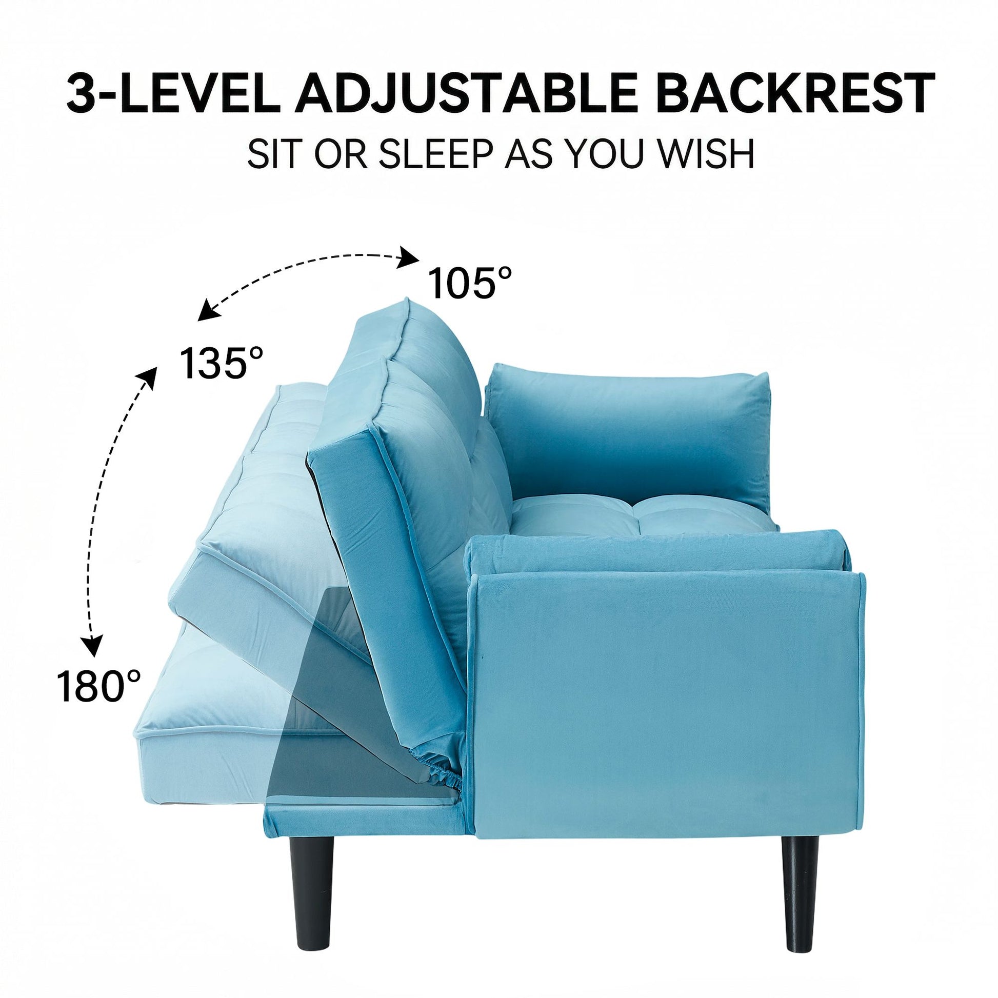 74 "blue sofa Soft two armrests throw pillow pillow comfortable fit apartment bedroom small space image 5
