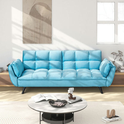 74 "blue sofa Soft two armrests throw pillow pillow comfortable fit apartment bedroom small space image 1