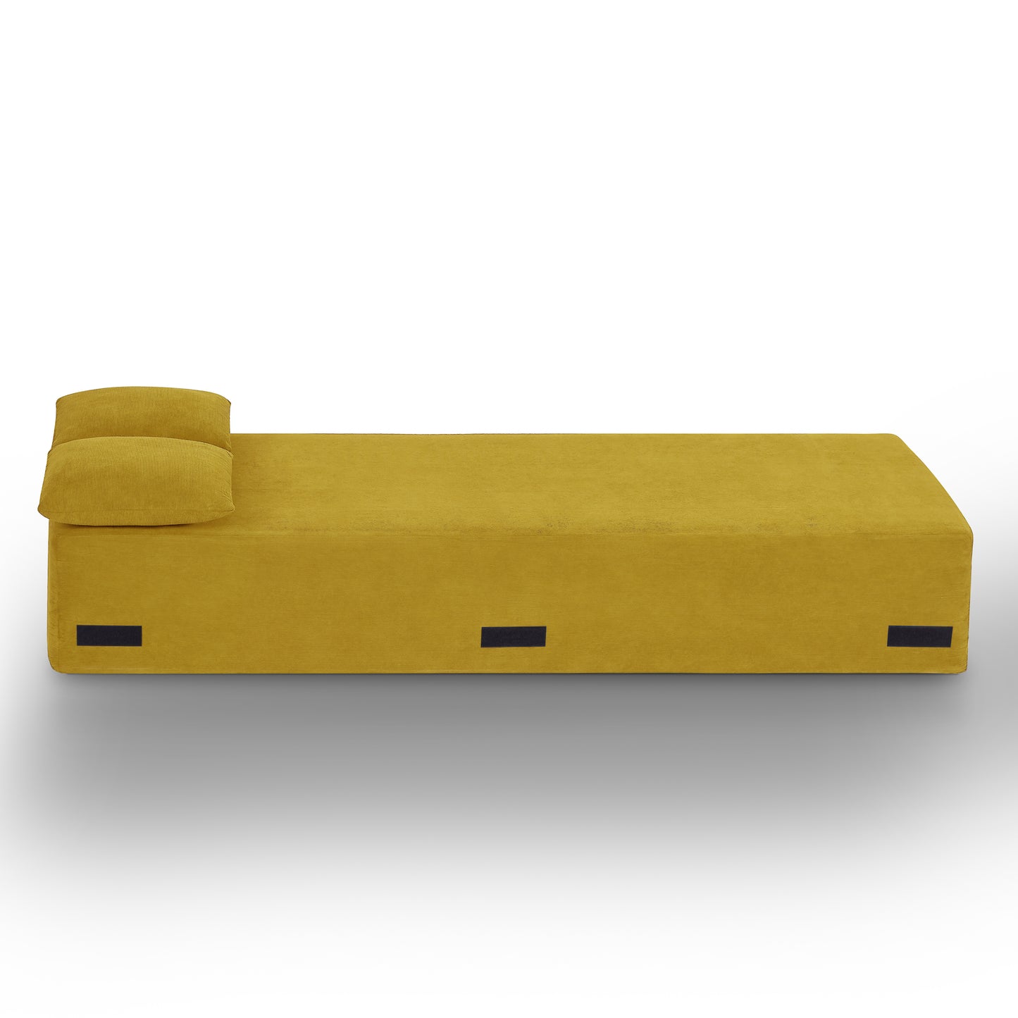 Boneless couch with plush foam and spring support, side angle