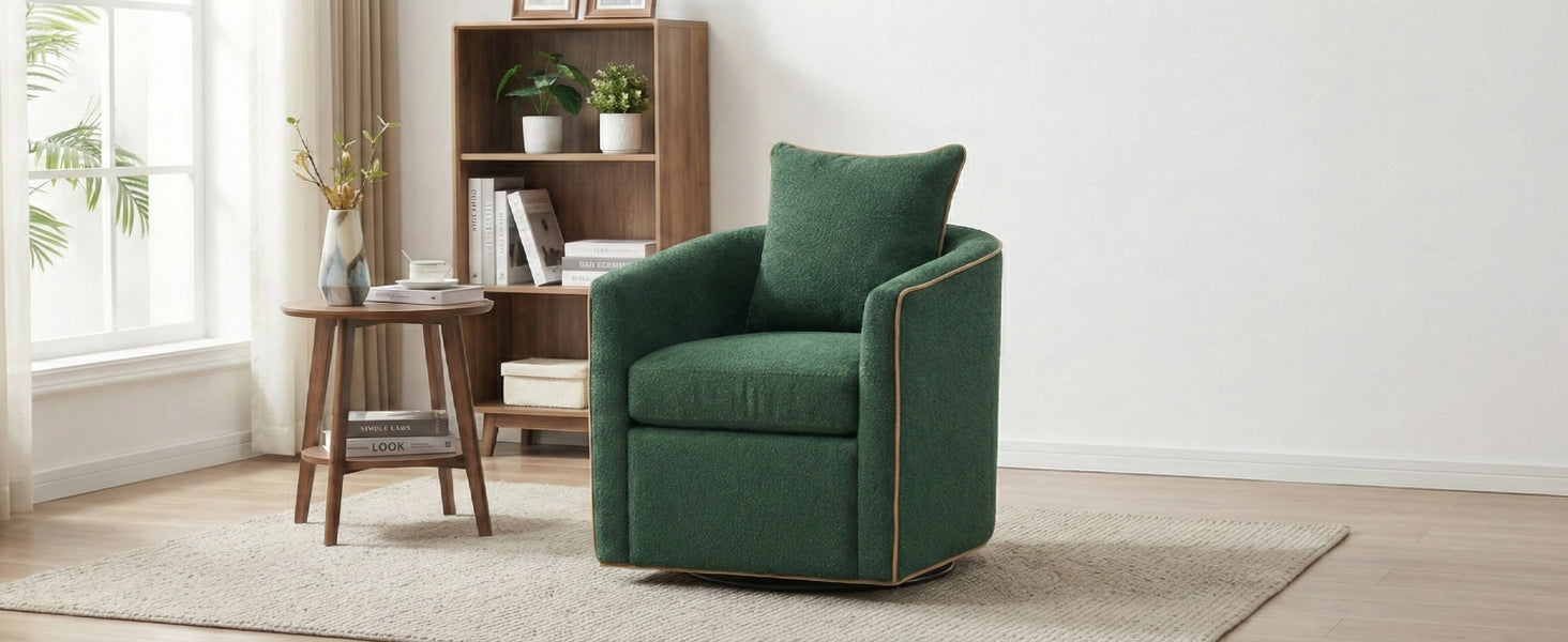 Swivel Accent Chair Upholstered Club Chair Barrel Sofa Chair for Living Room, Reading Corner, and Small Spaces, Green image 4