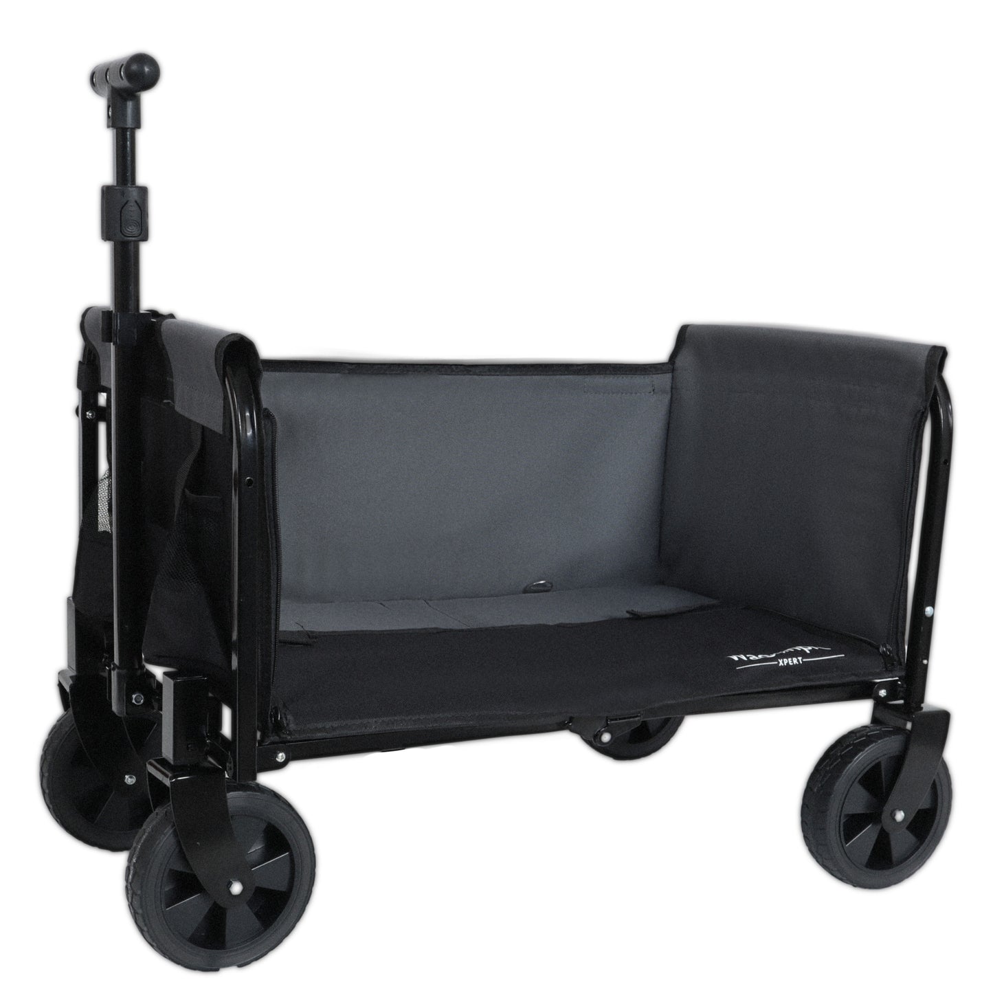 All-in-One Convertible Folding Camping Wagon Cart: Bench Seat, Storage Compartment & Included Dog Tether, Black/Gray image 9