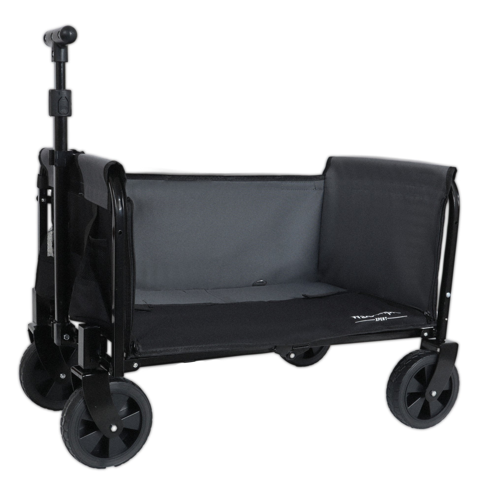 All-in-One Convertible Folding Camping Wagon Cart: Bench Seat, Storage Compartment & Included Dog Tether, Black/Gray image 9