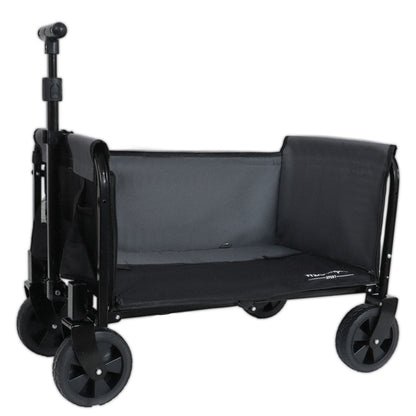 All-in-One Convertible Folding Camping Wagon Cart: Bench Seat, Storage Compartment & Included Dog Tether, Black/Gray image 9