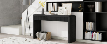 TREXM Rustic Console Table with 3 Fluted Drawers - Solid Wood Veneer Entryway Table Featuring Natural Wood Grain for Living Room, Hallway (Black) image 12