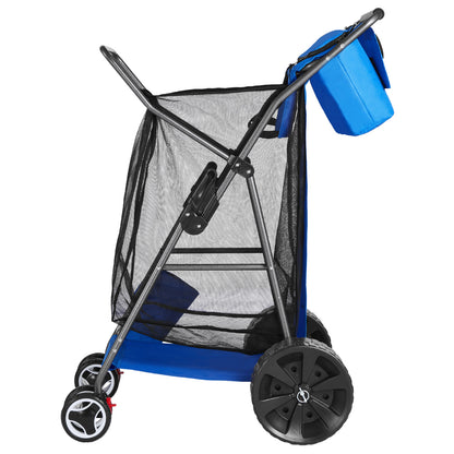 Beach Cart with Large Wheels for Sand, 165 lbs Load Capacity, Heavy Duty Folding Beach Wagon with 10" Solid Wheels, Insulated Cooler Bag, Umbrella Holder, Holds 4 Chairs for Camping & Fishing image 12