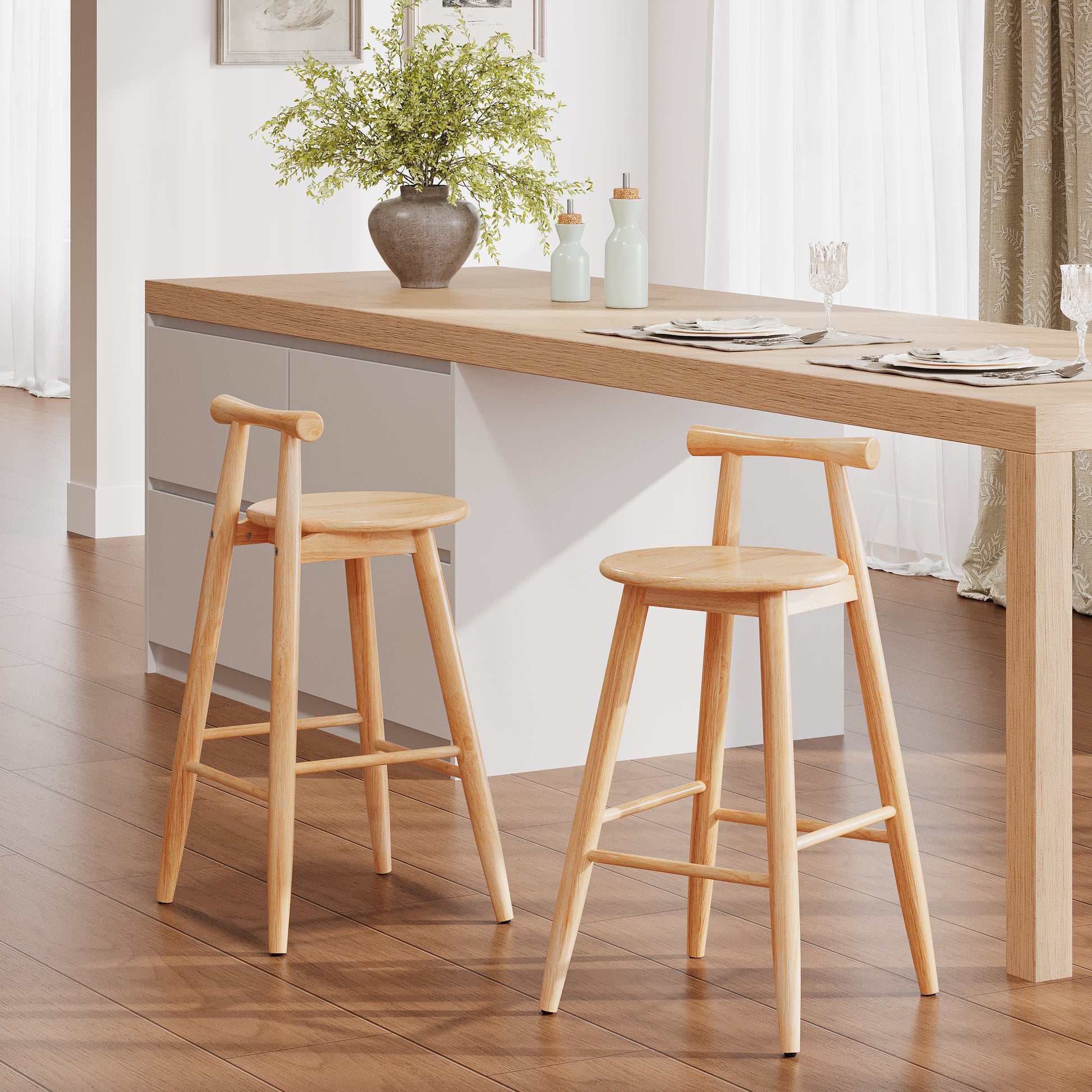 Grove Indoor Rubberwood Barstool, Natural Finished, Set of 2 image 1