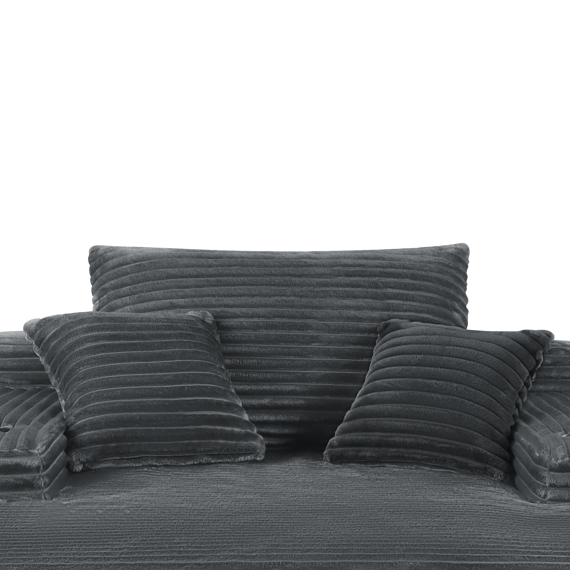 NEW Convertible Chaise Lounge Chair Plush with Wide Armrest & Throw Pillows, Cozy Boneless Sleeper Sofa Bed Armchair,with cup holder, for Living Room, Bedroom, No Assembly Required,Grey image 10