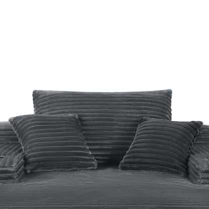 NEW Convertible Chaise Lounge Chair Plush with Wide Armrest & Throw Pillows, Cozy Boneless Sleeper Sofa Bed Armchair,with cup holder, for Living Room, Bedroom, No Assembly Required,Grey image 10
