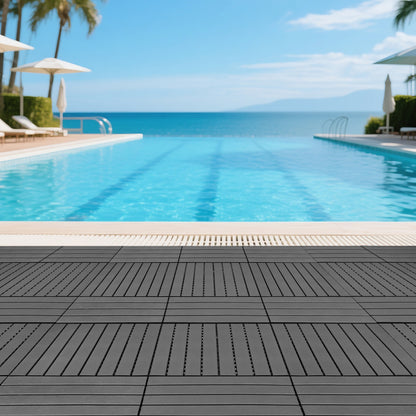 24 pieces of dark gray outdoor terrace deck tiles, DIY interlocking decking floor tiles, easy to install patio tiles, suitable for indoor and outdoor balcony backyard poolside DARK GRAY image 6