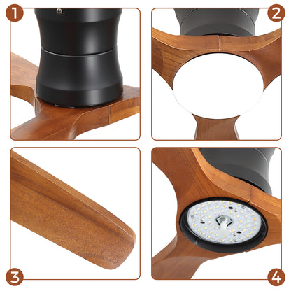 52-inch ceiling fan with light, DC reversible motor, Quiet operation, 3 solid wood blades, Timer function (1/4/8 hours) image 7