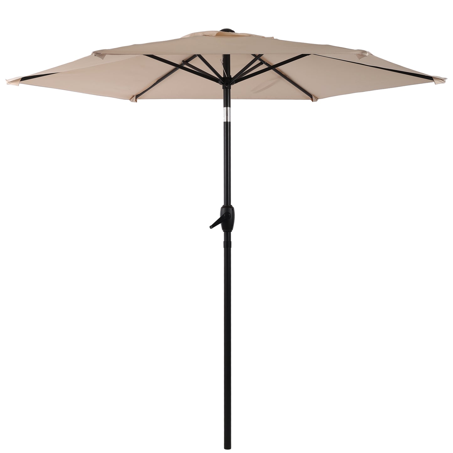 7.5 FT Patio Umbrella, Outdoor Market Yard Umbrella, Sun Shade Umbrella with Push Button Tilt and Crank Mechanism for Garden, Deck, Pool and Backyard, Not Include Umbrella Base, Beige image 2