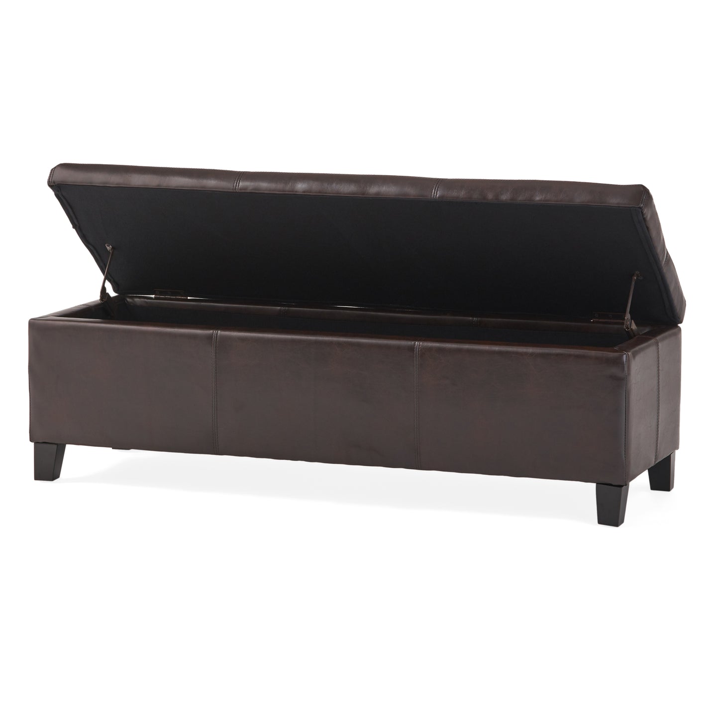 Upholstered PU Leather Storage Ottoman, Solid Wooden Legs (old sku 57742.00BRN) image 8