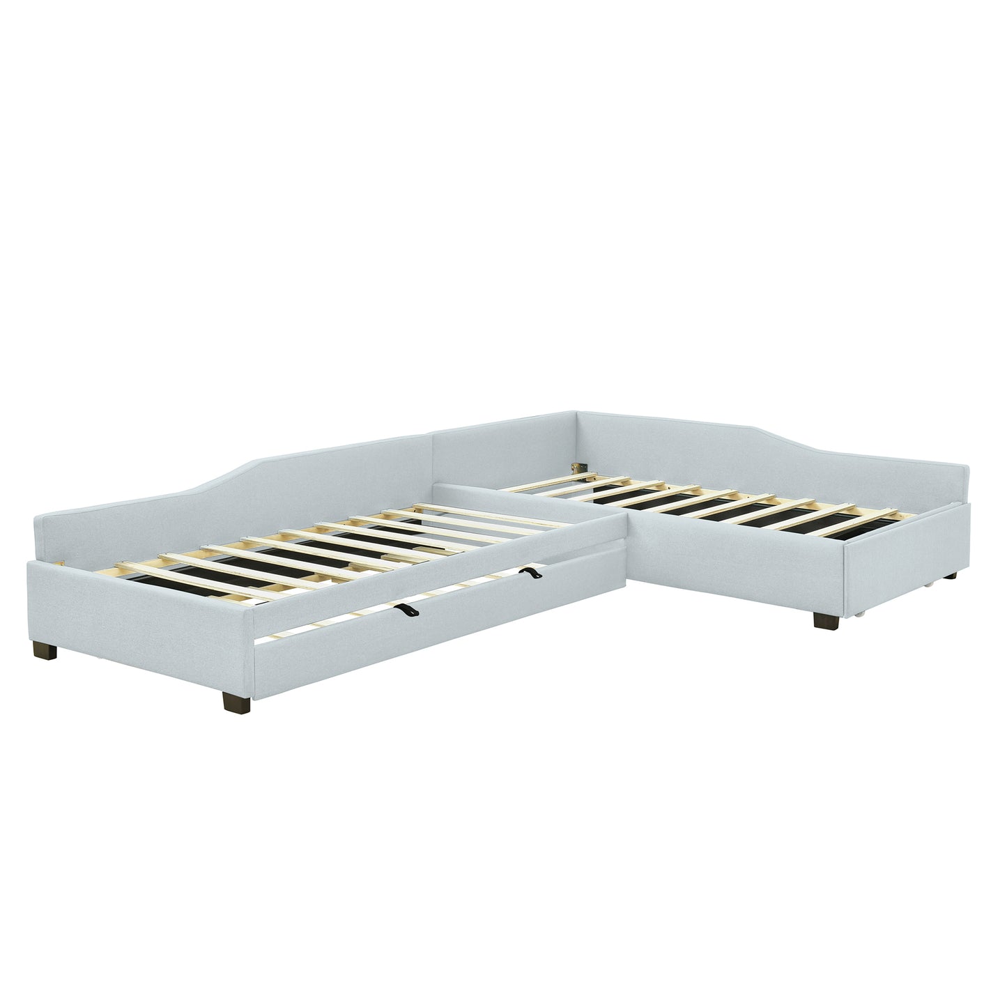 Upholstered Double Twin Size Daybed with Trundle and Drawer, Beige image 8