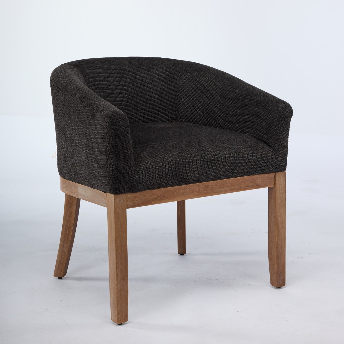 Mid Century Modern Upholstered Barrel Dining Chairs with Arms,Farmhouse Linen Kitchen & Dining Room Chairs with Natural Hardwood Frame, 19" W Accent Chairs,Single Pack,Charcoal Gray,SW1891BK image 3
