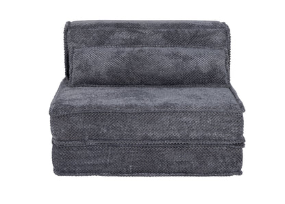 Compression Mahjong Sofa,Convertible Floor Sofa Bed,DIY Boneless Modular Sectional Sofa,No Assembly Required,Circle fleece fabric,Oversized Single Sofa with 1 Pillow,Dark Grey image 2