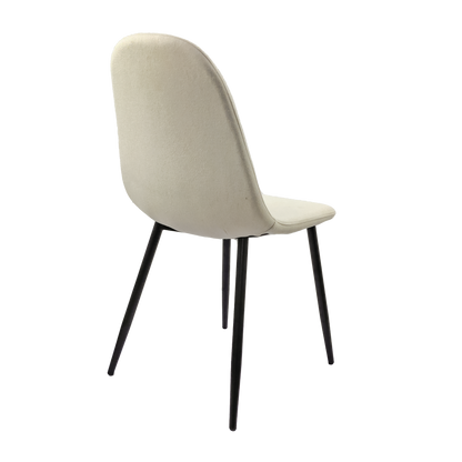 Dining Chairs Set of 4, Modern Accent Chairs with Linen Fabric Upholstered Seat, Spoon Shape Kitchen Chair with Black Metal Legs Dining Side Chairs for Dining Room Kitchen (Beige) image 12
