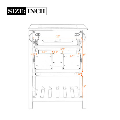 24" Bathroom Vanity with Integrated Ceramic Sink, Bathroom Cabinet with 1 Deep Drawer, 1 Tip-Out Drawer, Single Sink Bathroom Vanity for Small and Medium Restroom image 10
