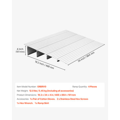 Door Threshold Ramp, 4 inch Rise, Aluminum Alloy Threshold Ramp Rated 800 lbs Load Capacity, Handicap Ramps for Home Steps for Wheelchair, Scooters, Power Chairs, Walkers, Bicycle, Tricycle image 4