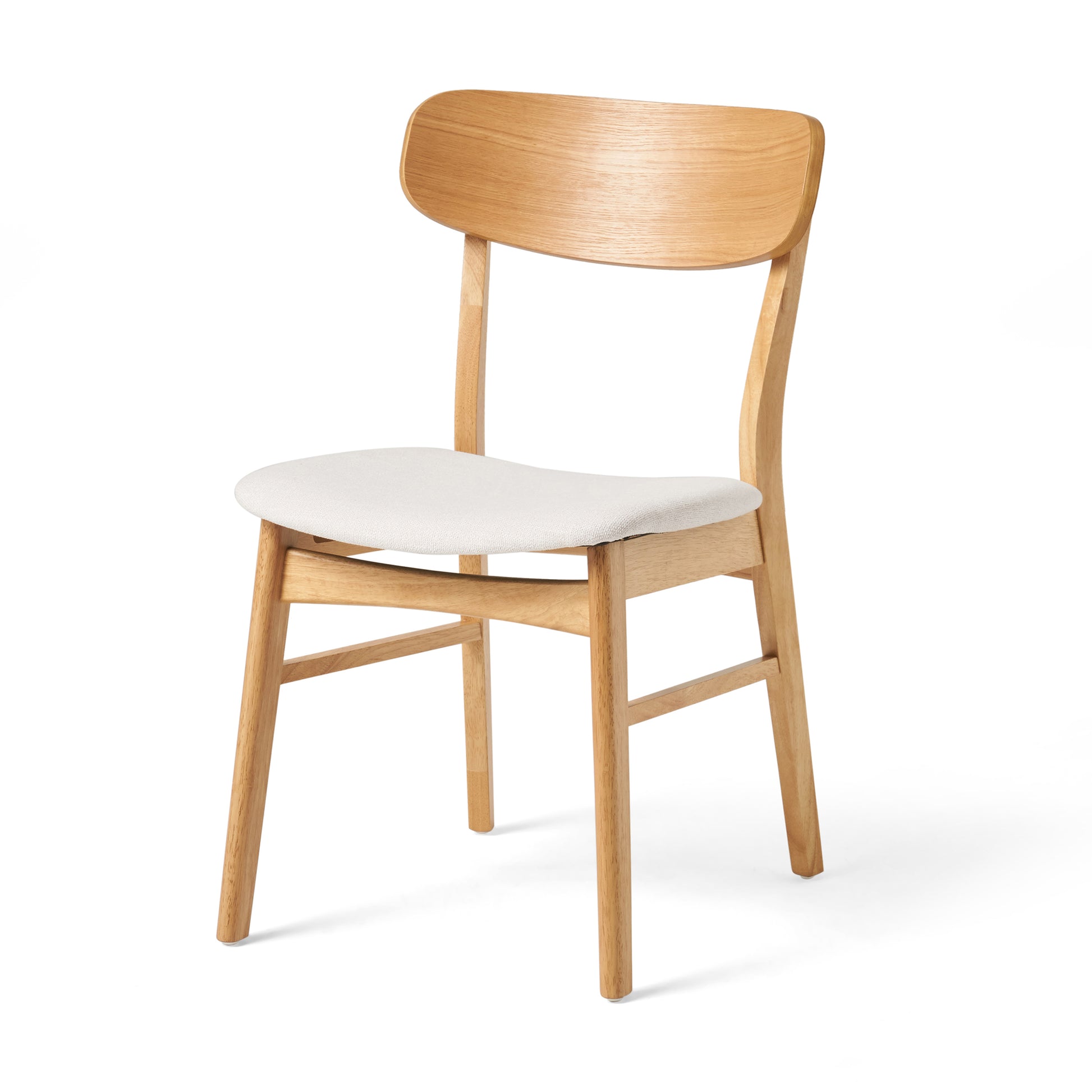 [Video] Set of 2 Dining Chairs - Fabric Cushioned Seat, Solid Rubberwood Legs, Light Beige (same sku: 58925.00LBE) image 9