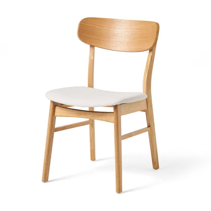 [Video] Set of 2 Dining Chairs - Fabric Cushioned Seat, Solid Rubberwood Legs, Light Beige (same sku: 58925.00LBE) image 9